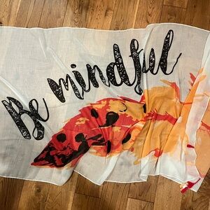 Be Mindful Scarf or Sarong with Artistic Feather Design